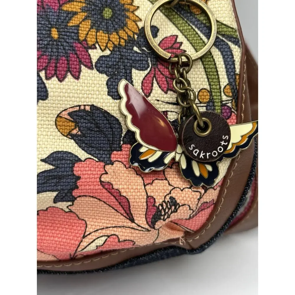 Sakroots Artist Circle Convertible Backpack Crossbody Violet Flower Power Charms - Picture 6 of 12